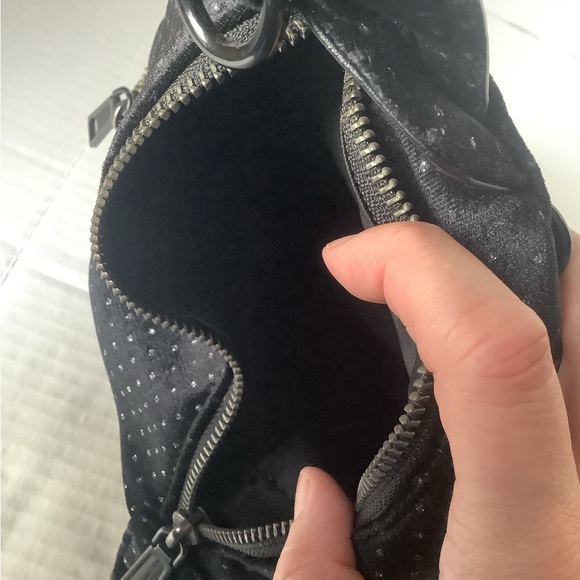 Rebecca Minkoff Julian Convertible Backpack Purse Black Silver Dots